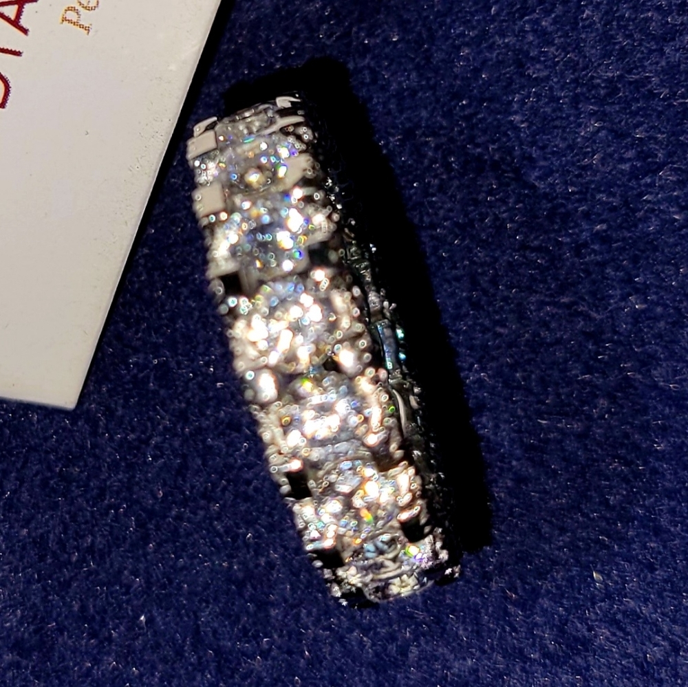 Diamonique and silver ring